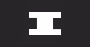 Biały symbol przypominający literę I na czarnym tle.