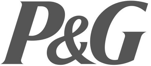 Logo P&G przedstawiające skrót nazwy Procter & Gamble.