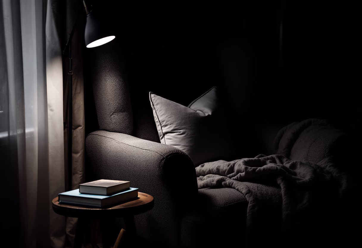 [background image] image of cozy reading nook (for an author & writer)