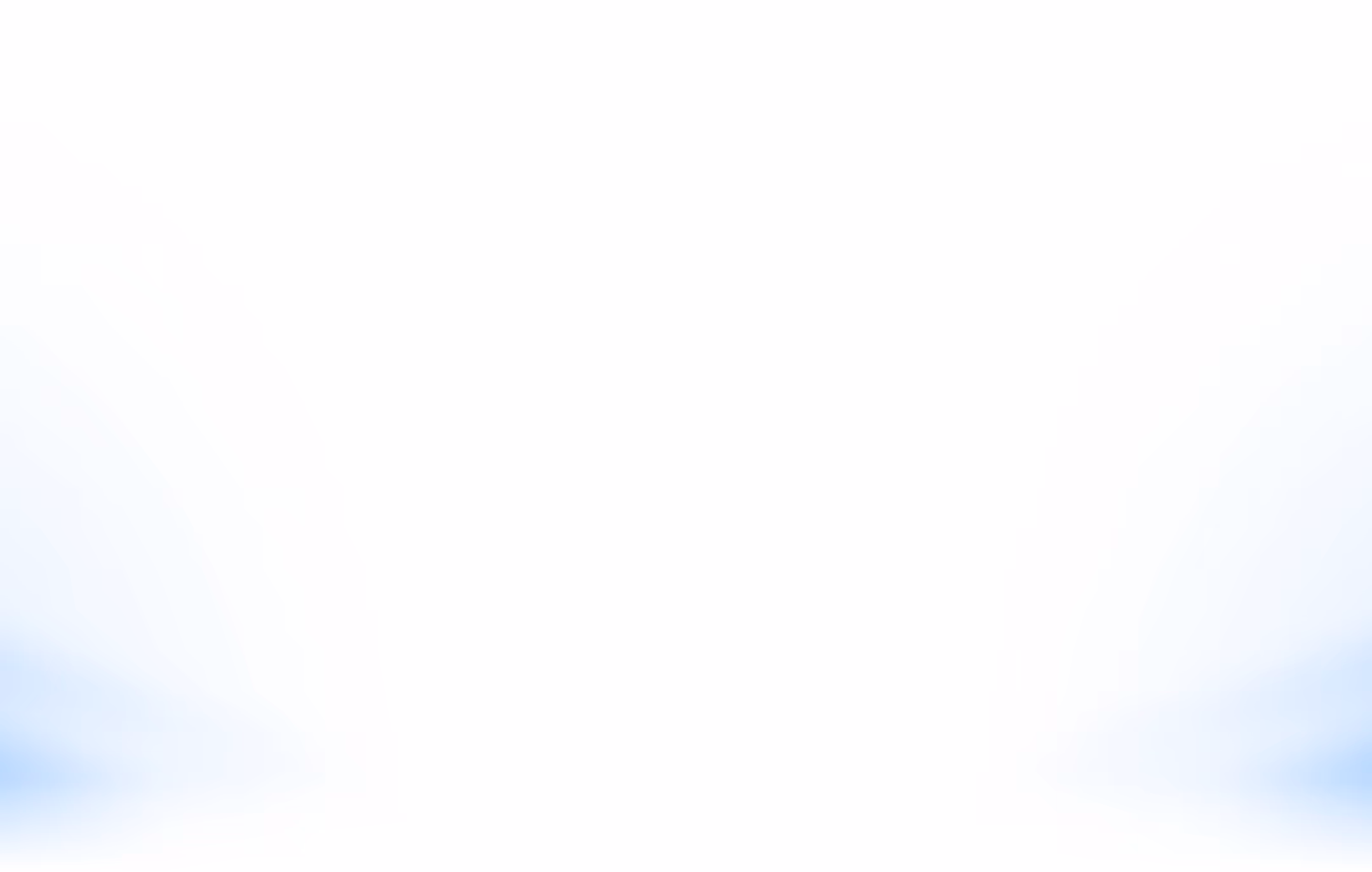 Abstract white background with soft blue gradient light rays extending from the bottom corners.