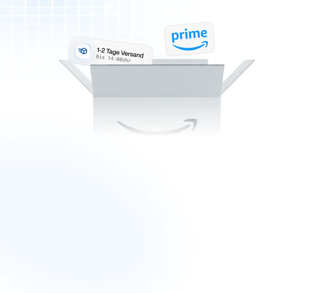 Open Amazon Prime box with icons indicating 1-2 day shipping and Prime membership benefits.