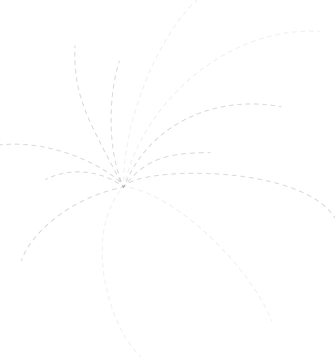 Abstract black and white sketch of a plant with long, curved leaves radiating from a central point.