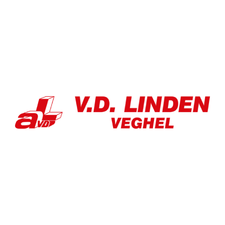 V.D. Linden Veghel logo with stylized red letters and icon.