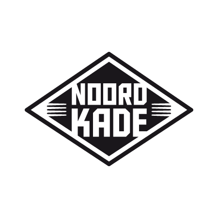 NOORD KADE text in stylized block letters inside a diamond-shaped border on black background.