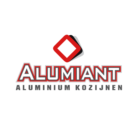 Alumiant logo with red and black diamond icon above bold text 'ALUMIANT' and smaller text 'ALUMINIUM KOZIJNEN'.