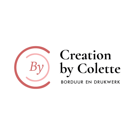Logo with pink stylized letter 'By' inside circular lines and text 'Creation by Colette'.