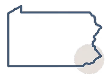 Outline map of the state of Pennsylvania with a circular highlight on the southeastern region.