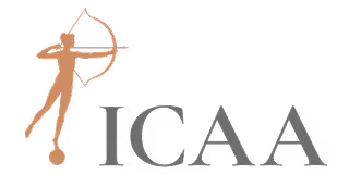 Logo of ICAA featuring a stylized archer drawing a bow, positioned to the left of the text ICAA.