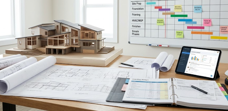 Complex residential construction project with cost plus budgeting and coordination