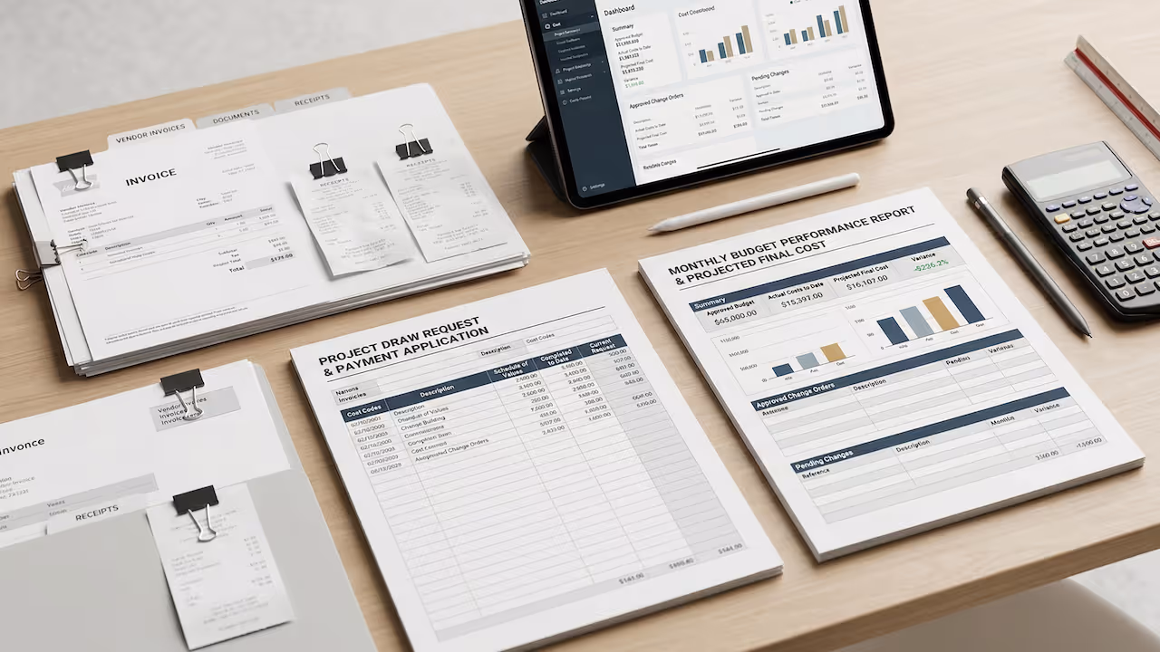 Construction financial reporting with budget updates draw requests and cost tracking