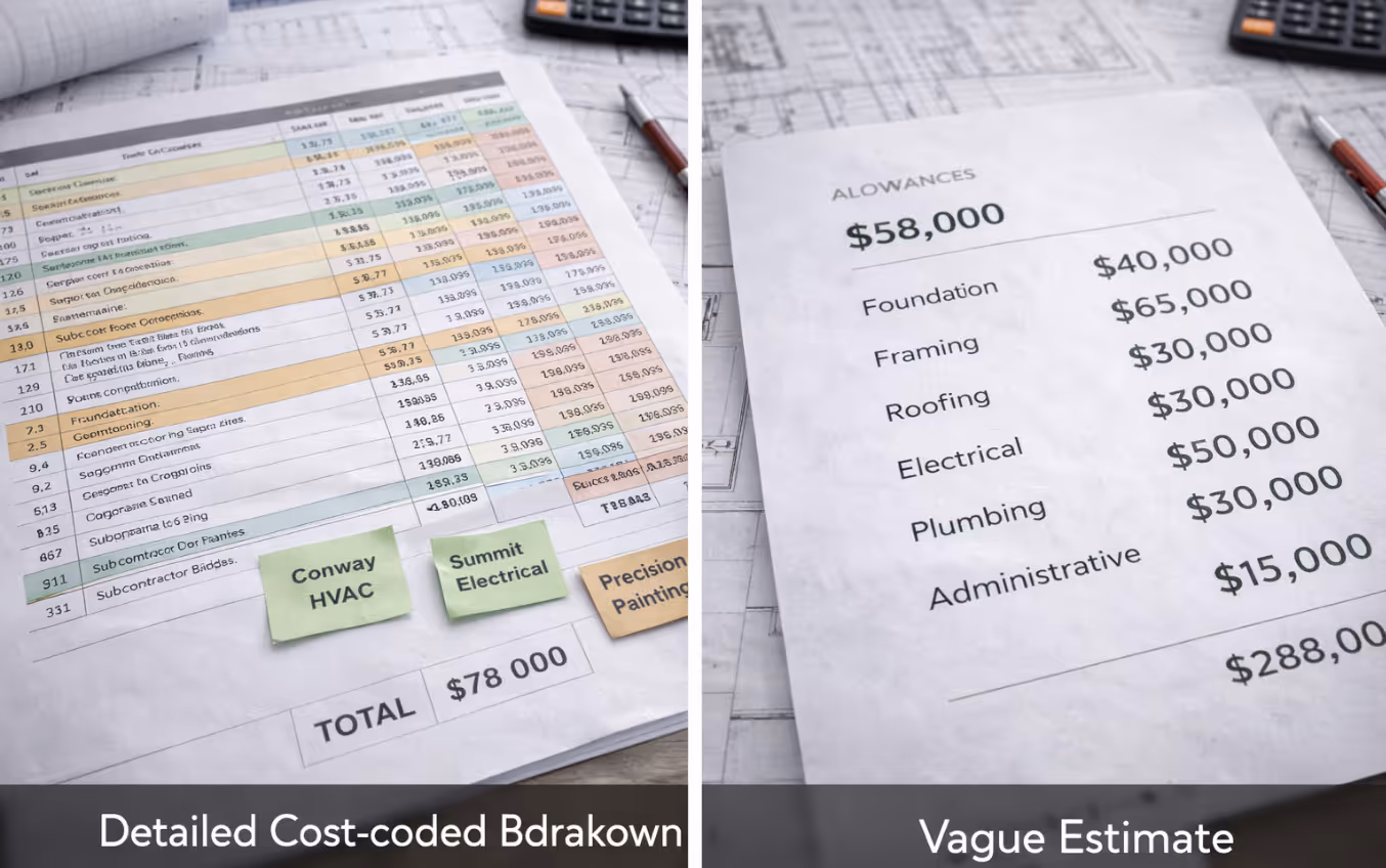 Comparison of detailed and vague construction budgeting processes