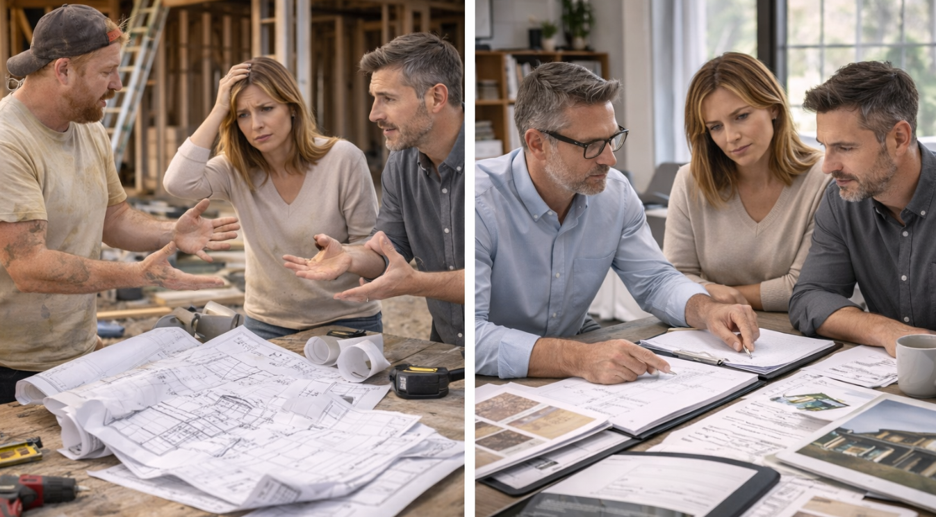 Construction communication breakdown versus structured project coordination and planning