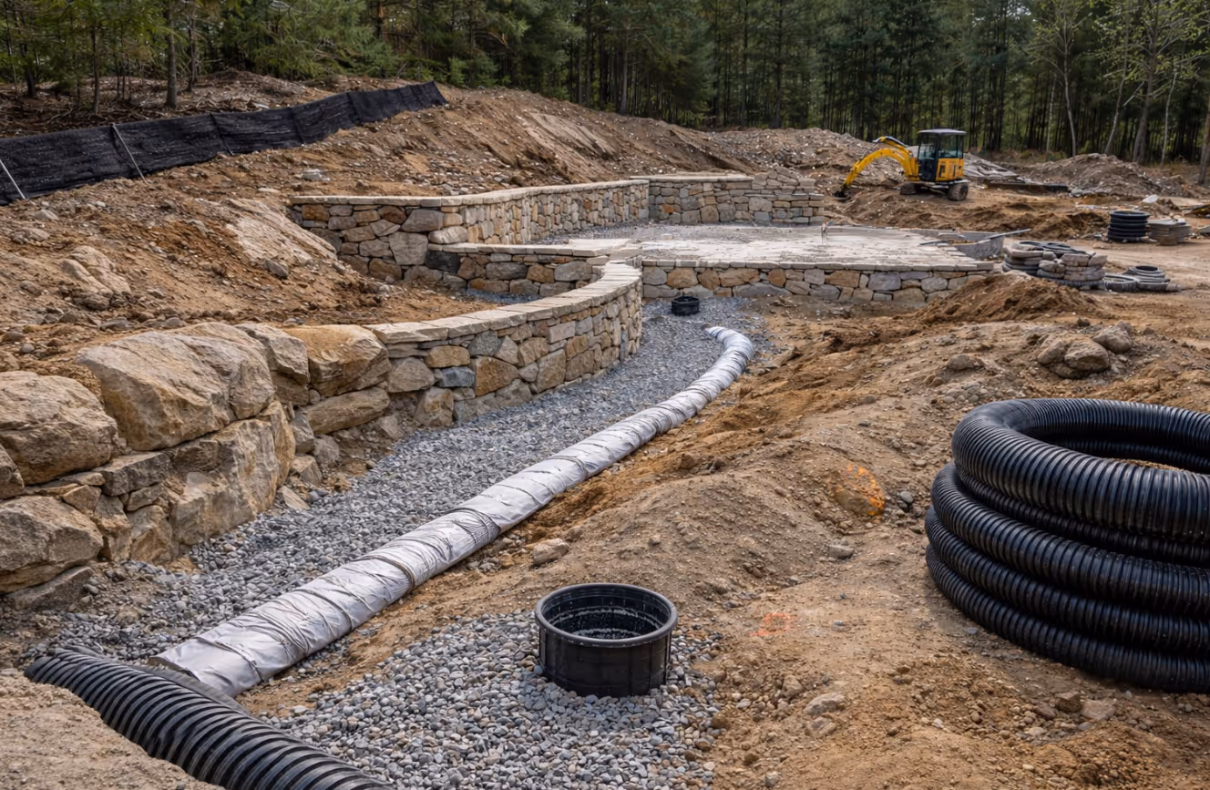Residential construction site showing grading excavation and subsurface conditions