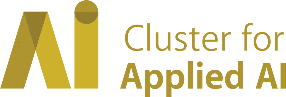 Logo with stylized gold letters Ai and text Cluster for Applied AI.