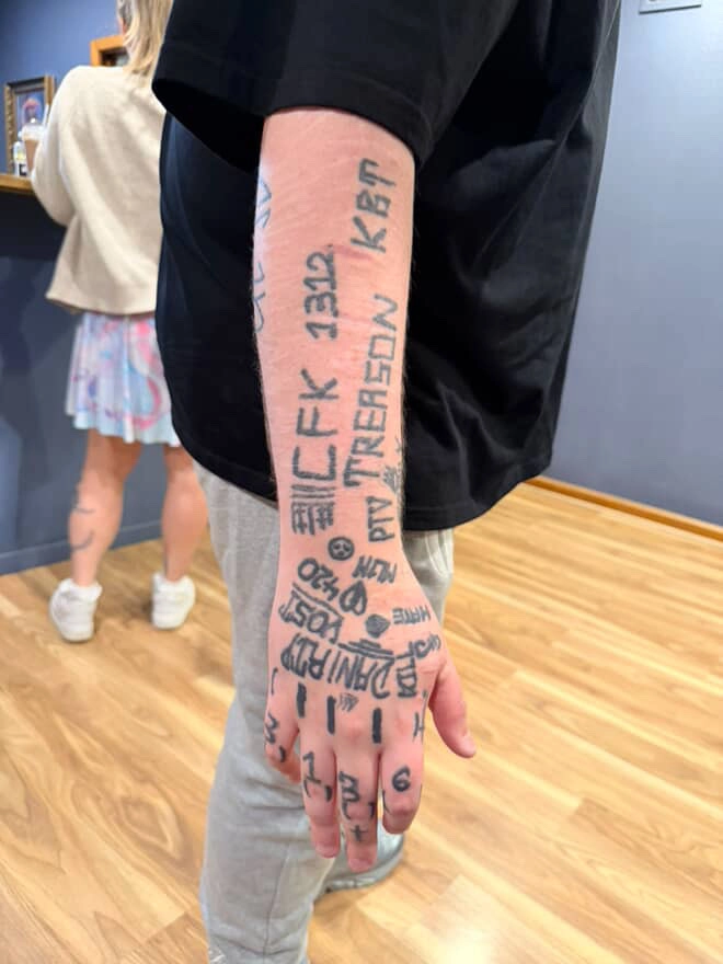 Small lettering tattoo collection used to explain deliberately simple tattoo language