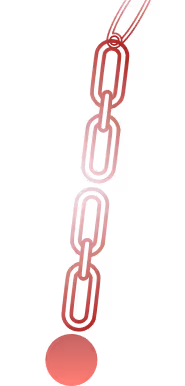 Vertical chain of red gradient links ending in a solid red circle on a transparent background.