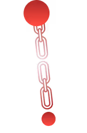 Vertical chain of four red links connecting two solid red circles at top and bottom on a black background.