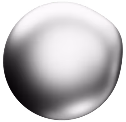 Close-up of a smooth, shiny, silver-gray metallic sphere with soft highlights.