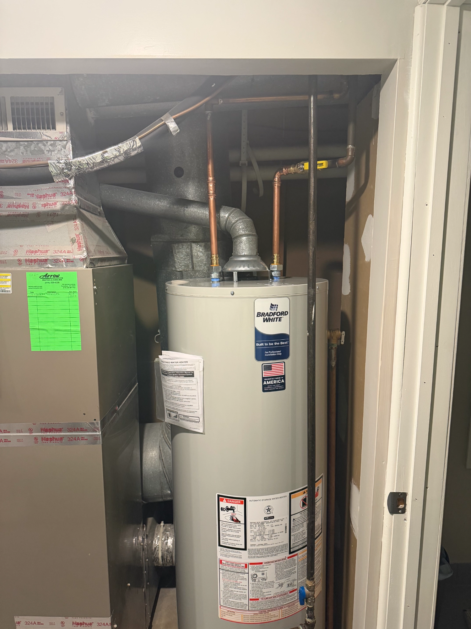 water heater installed in basement