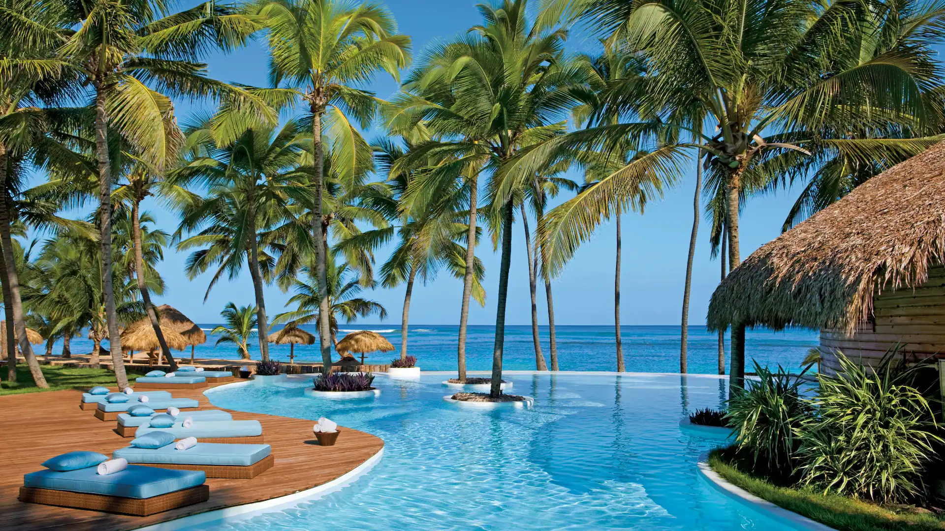 Resort infinity pool overlooking the ocean