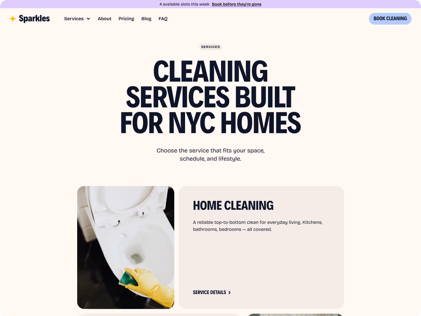 Person wearing yellow gloves scrubbing a white toilet bowl with a green sponge as part of home cleaning services.