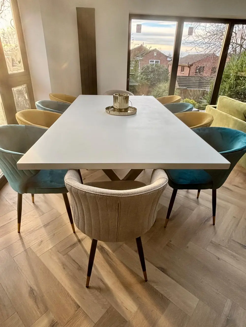 Slimline 40mm white polished concrete dining table by RockVine