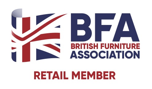 Logo of the British Furniture Association showing a stylized Union Jack, with the text BFA British Furniture Association and Retail Member below.