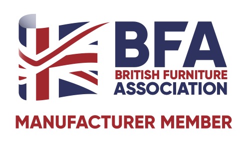 British Furniture Association logo with Union Jack design and text 'BFA British Furniture Association Manufacturer Member'.