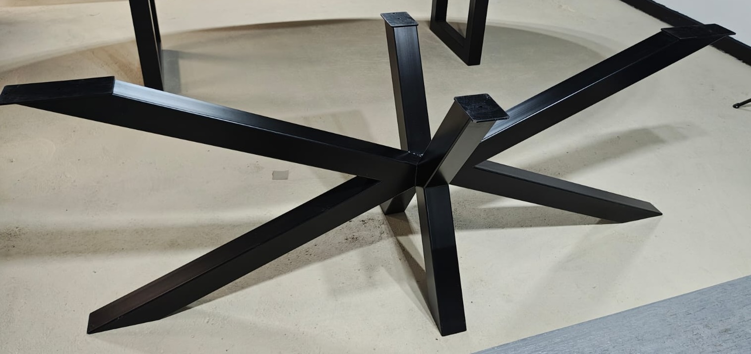 Star-style steel table base by RockVine — statement powder-coated dining table base