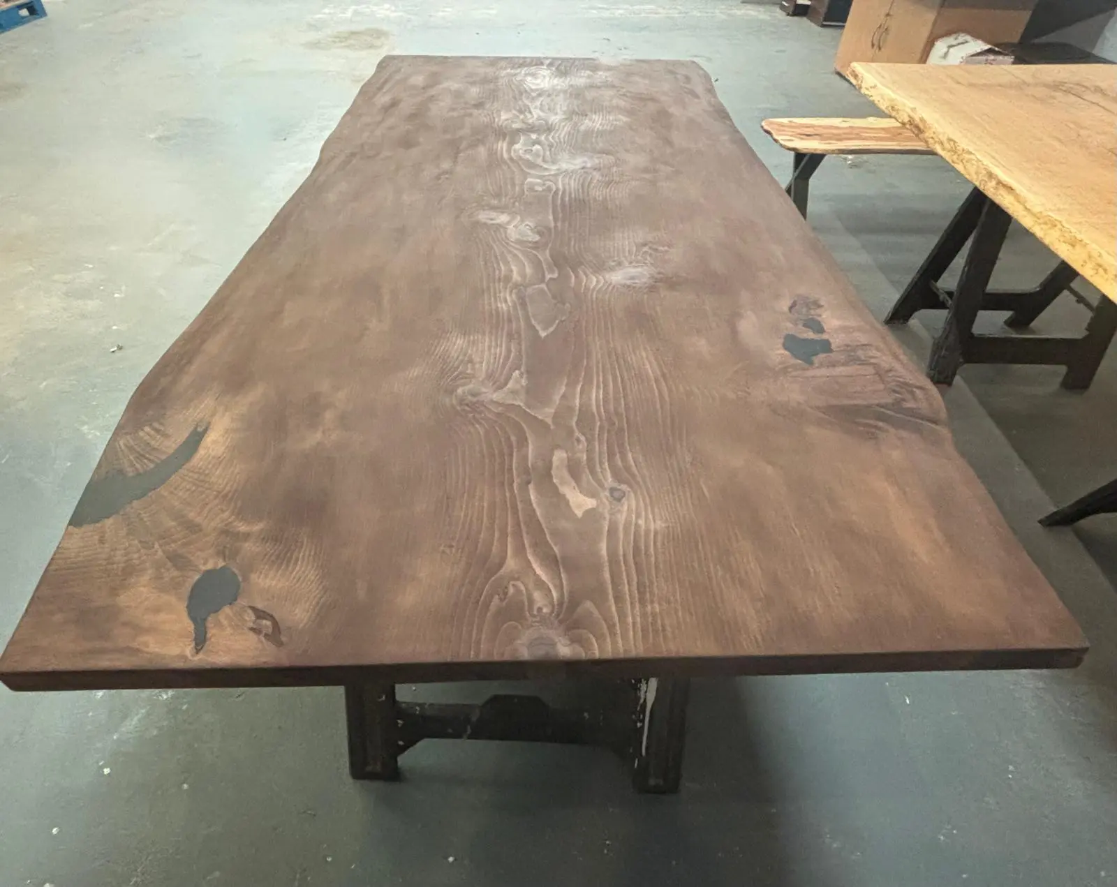 Live edge table showcasing natural wood grain
