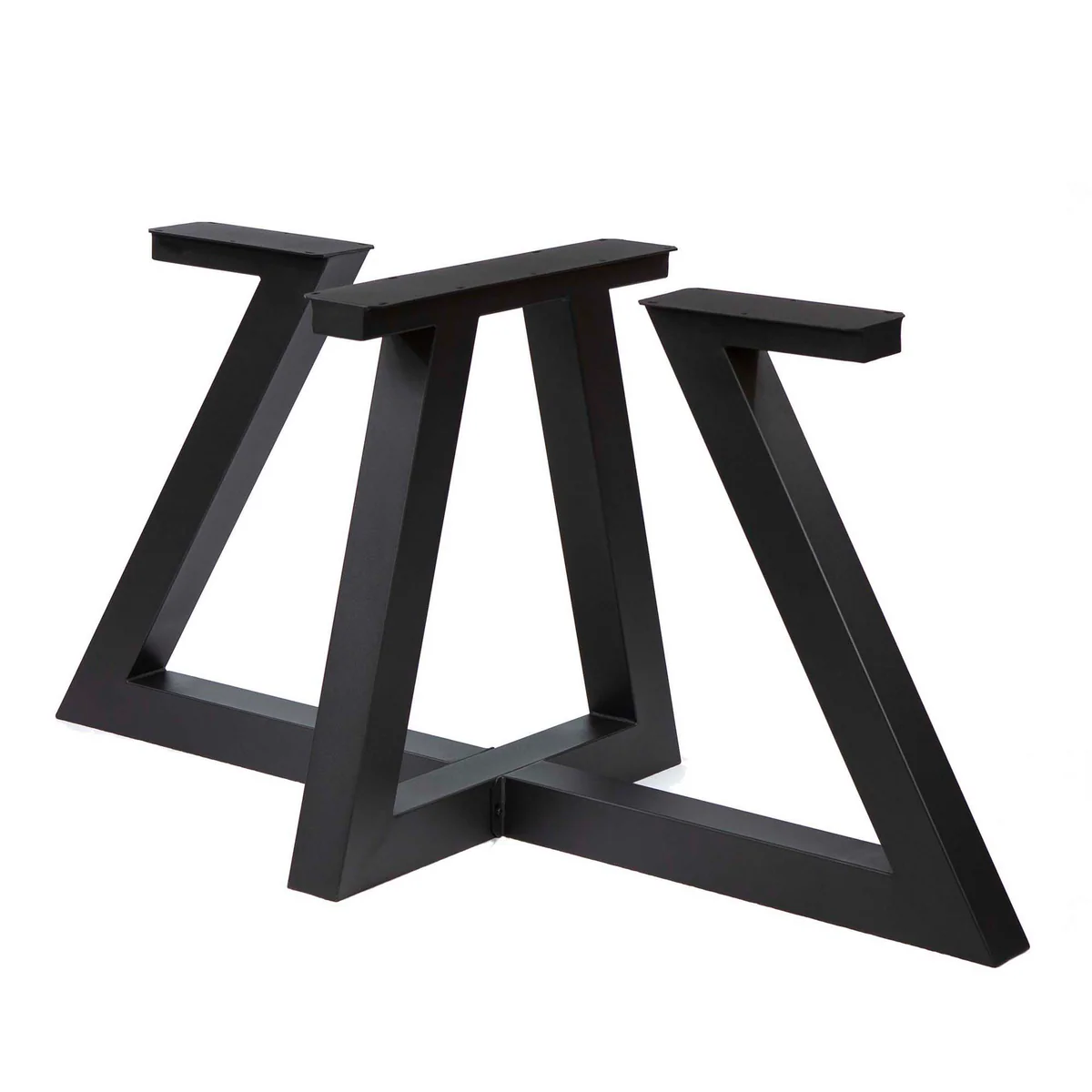 Trapezoid steel table base by RockVine — architectural powder-coated dining table base