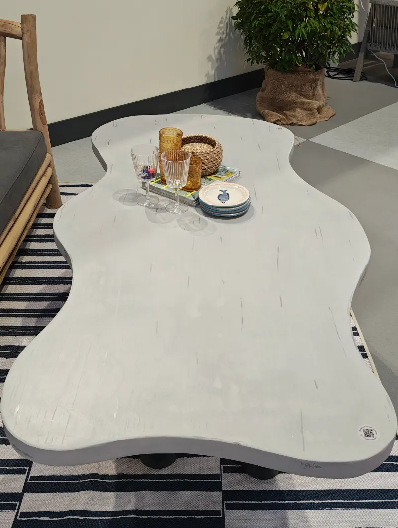 Polished cloud concrete table handcrafted by RockVine
