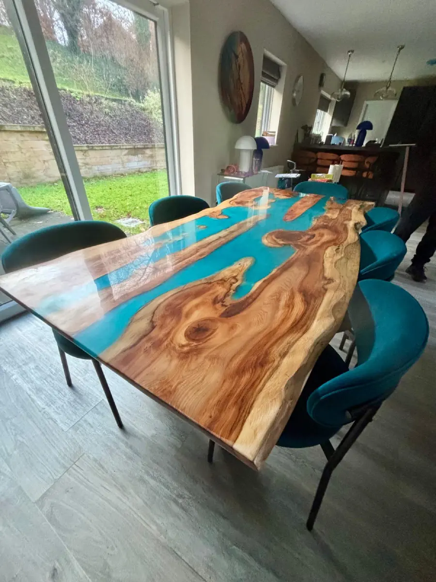 Bespoke resin river table handmade in the UK
