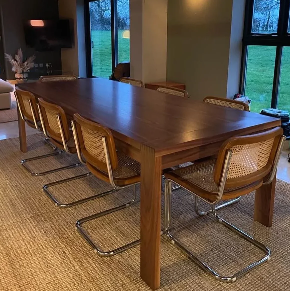 Solid walnut dining table installed