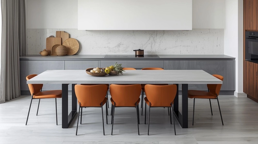 Bespoke Slimline 40mm light grey polished concrete dining table