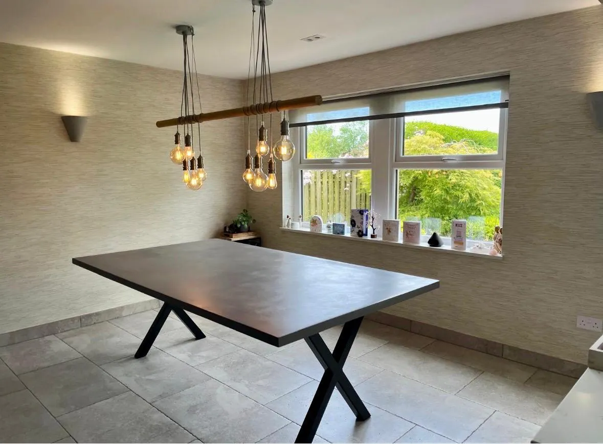 40mm Slimline mid grey polished concrete dining table