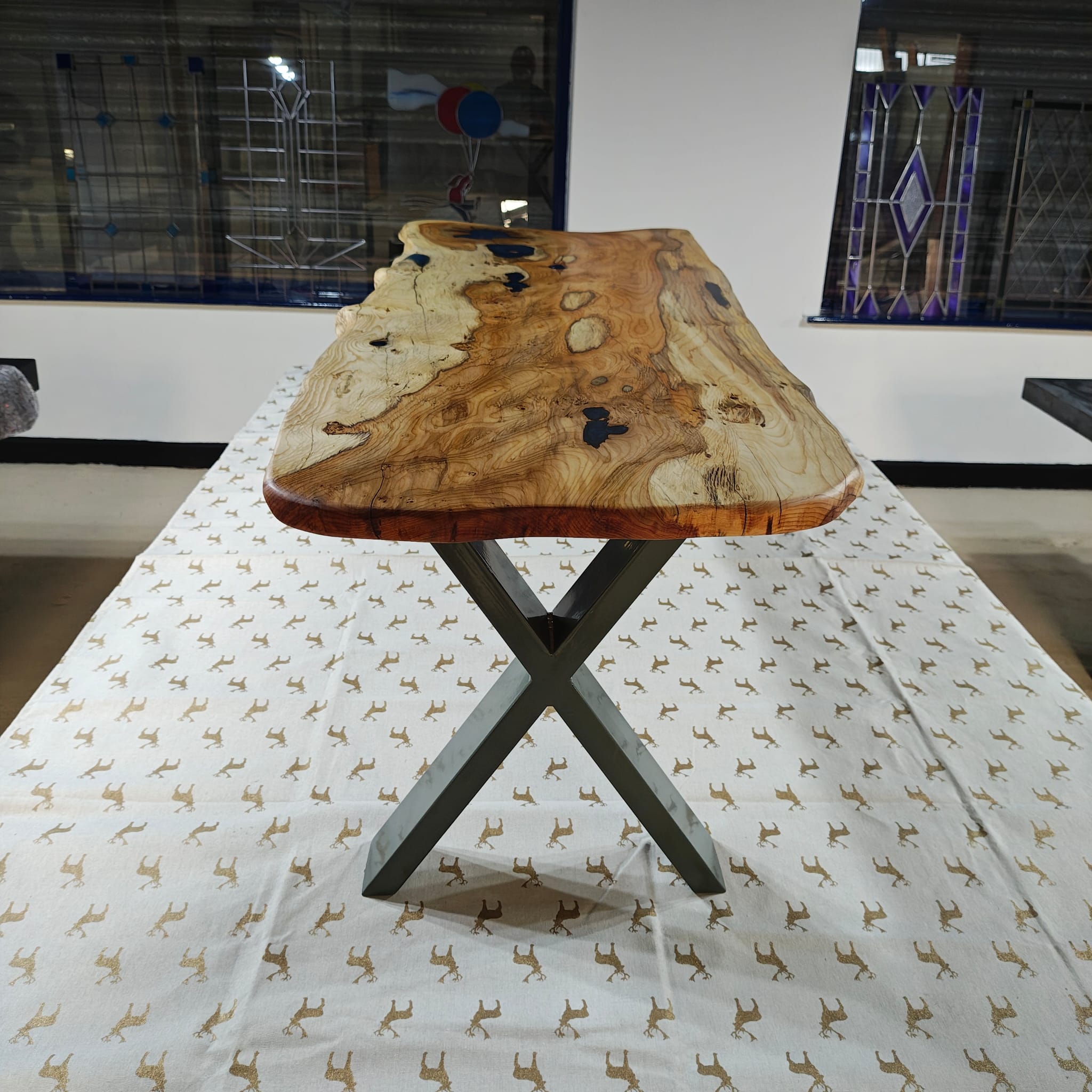 Cloud polished concrete dining table being installed at Grand Designs House, RockVine