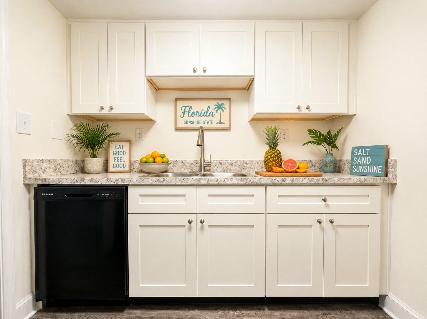 Kitchen with white cabinets