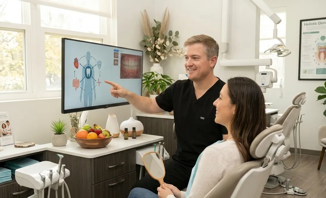 A Schaar Dental Wellness dental team member reviewing preventive care options with a patient.