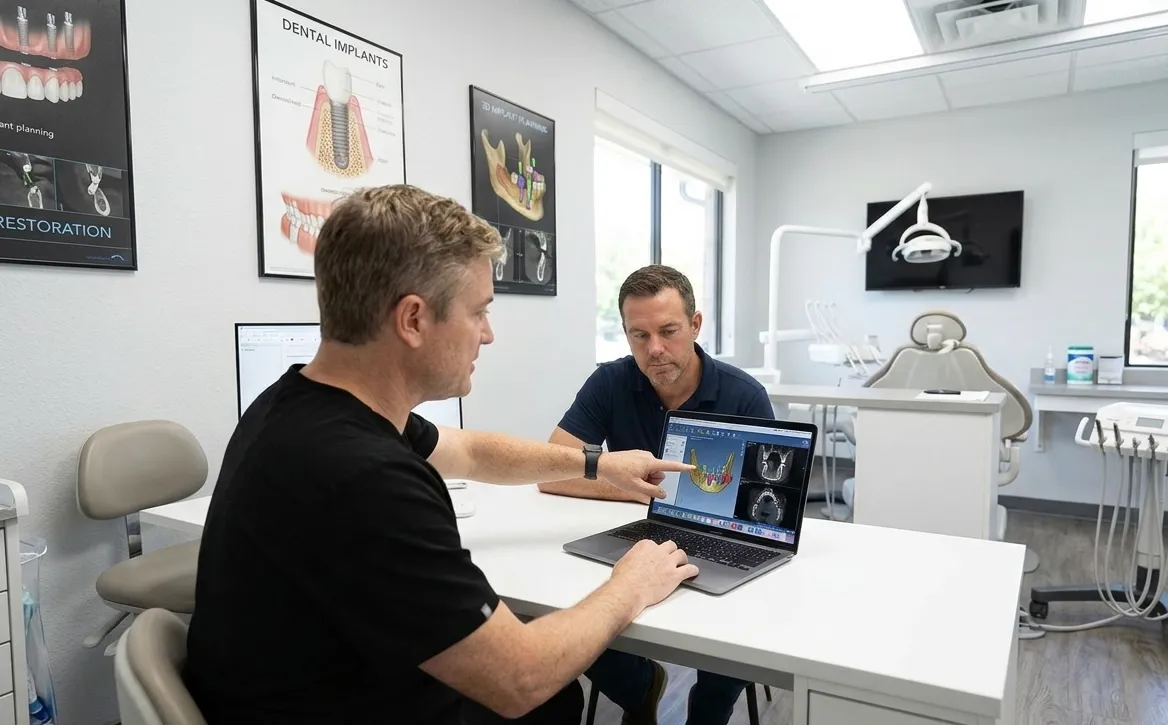 A Schaar Dental Wellness team member engaging with a patient in a modern dental office setting.