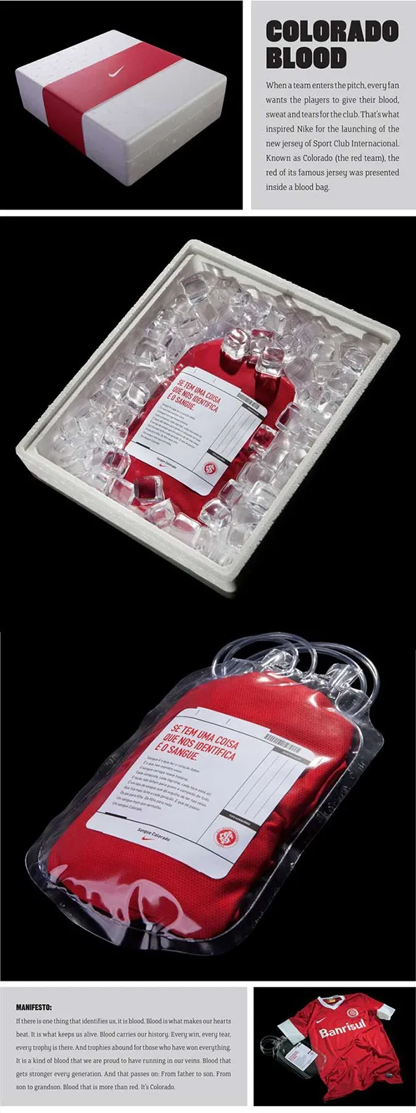 Sending clothes in different style of product packaging can raise eyebrows, like these blood bags.
