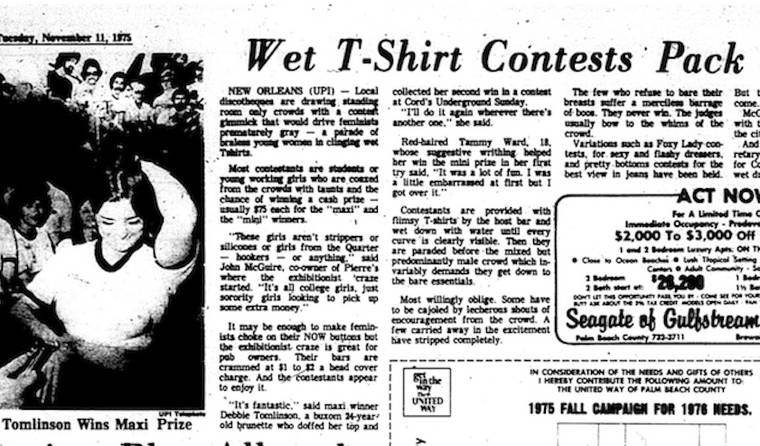 Palm Beach Post - Article on "Wet T-shirt contests"