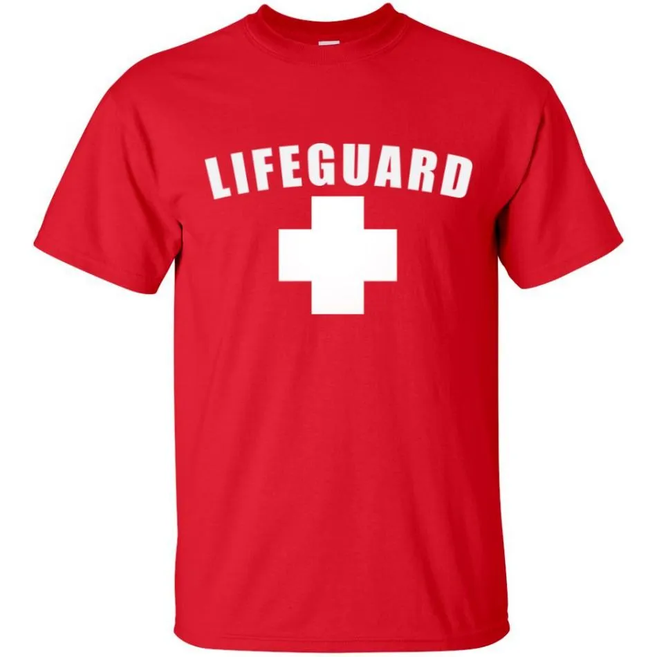 lifeguard simple t shirt design with big logo on the chest.