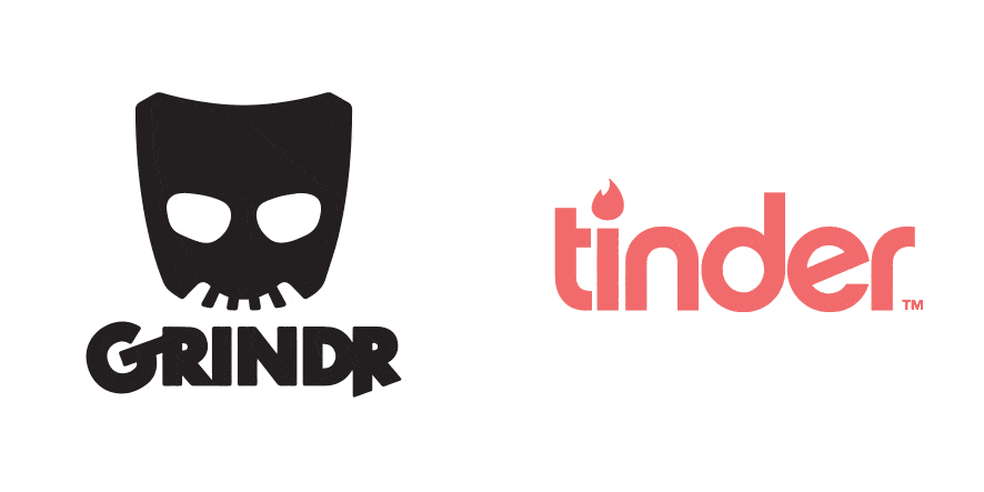 Design created by Printsome for the creative exercise Brand Colour Swap. Grindr VS Tinder