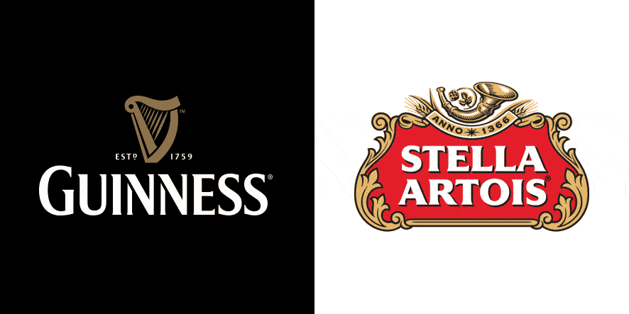 Design created by Printsome for the creative exercise Brand Colour Swap. Guinness VS Stella Artois