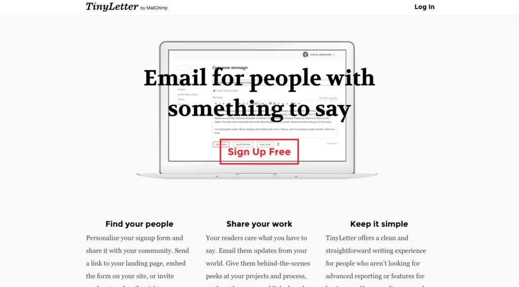 Tiny Letter Screen Grab