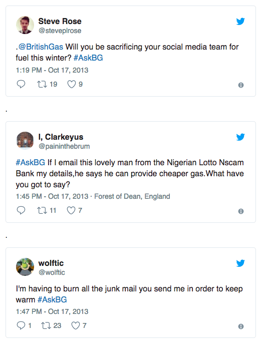 marketing fails, britsh gas, question and answer