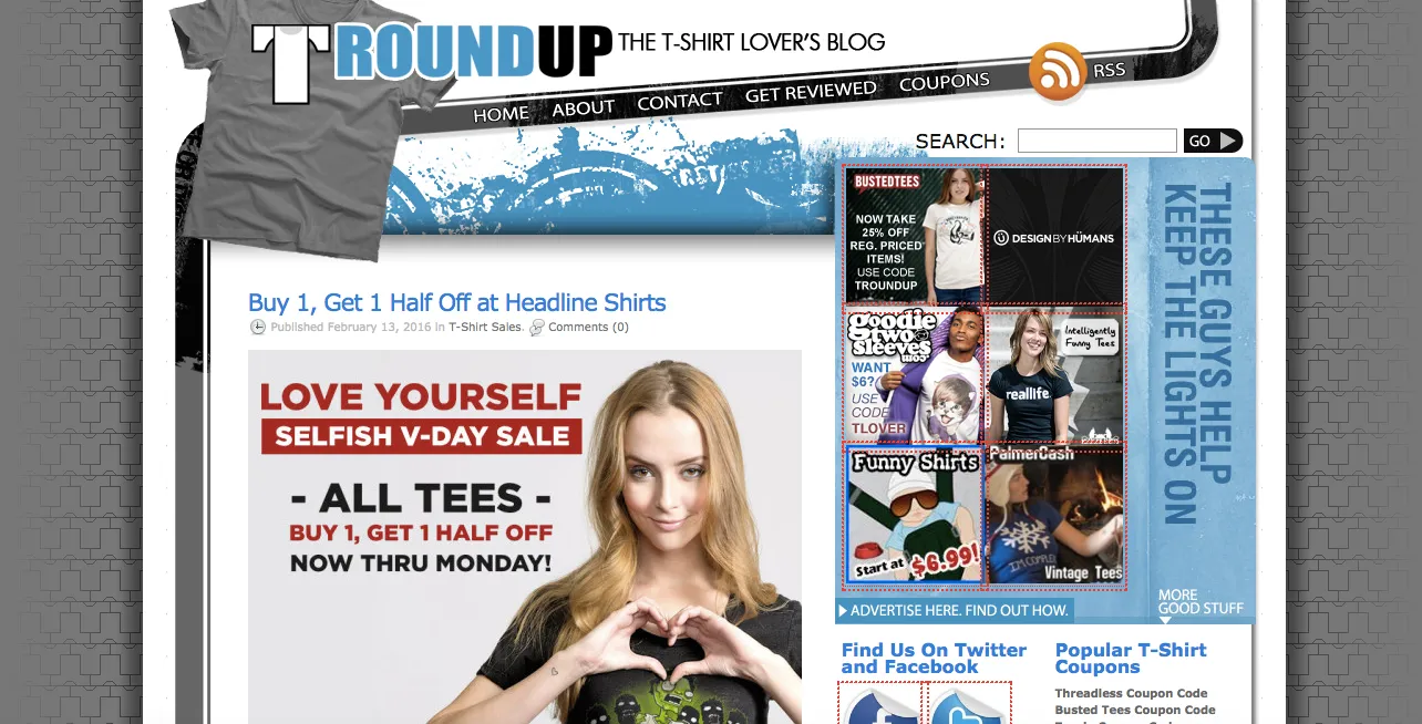 Student-run blog showcasing projects and competitions in graphic design and T-shirt culture.