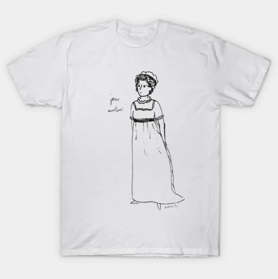 Custom T-shirts UK, Jane Austen, Hand-drawn print