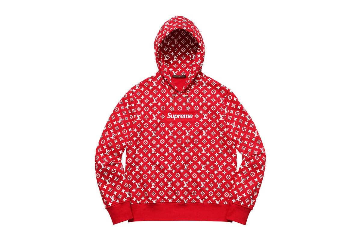 supreme, louis vuitton, streetwear collaborations, hoodie
